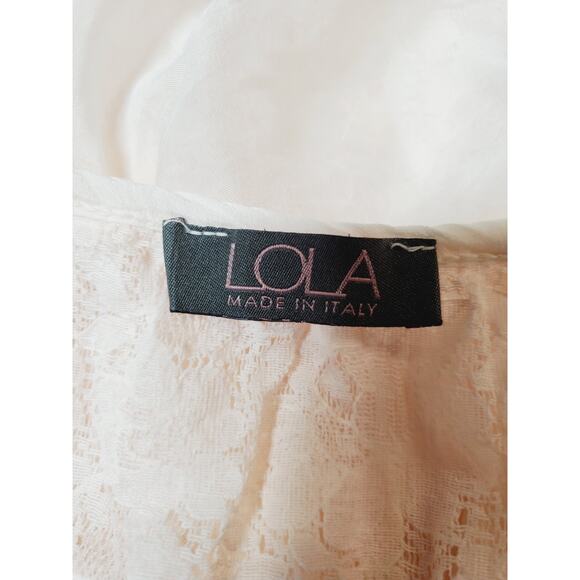 Lola Made In Italy Womens Small Top 100% Silk Flowey Layered Pink Embroidered - Picture 5 of 9